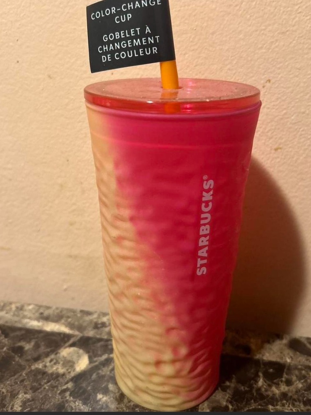 Starbucks Color-Change Tumbler in Pink and Cream